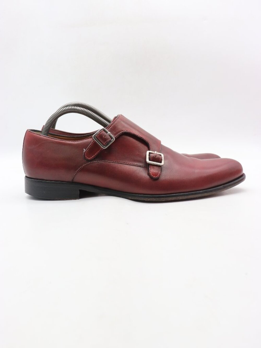 Paul Evans Poitier Men's UK 8 US 9 Burgundy Leather Double Monk Strap Dress Shoe